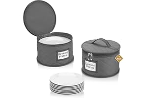 STOZU 2 Pack 8" Bowl and Dessert Plate Storage Cases - China Storage Container - Stackable With Padded Interior to Store and Transport Your Fine China Dinnerware Dishes - 24 Felt Pads Included - Gray