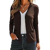 VIISHOW Women's Fall Cardigan Lightweight Long Sleeve V-Neck Open Front Button Up Loose Textured Cardigans with Pockets