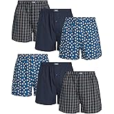 IZOD Mens Boxer Shorts - 6 Pack Breathable Cotton Woven 4" Inseam Boxers for Men - Loose Fit Mens Underwear with Button Fly
