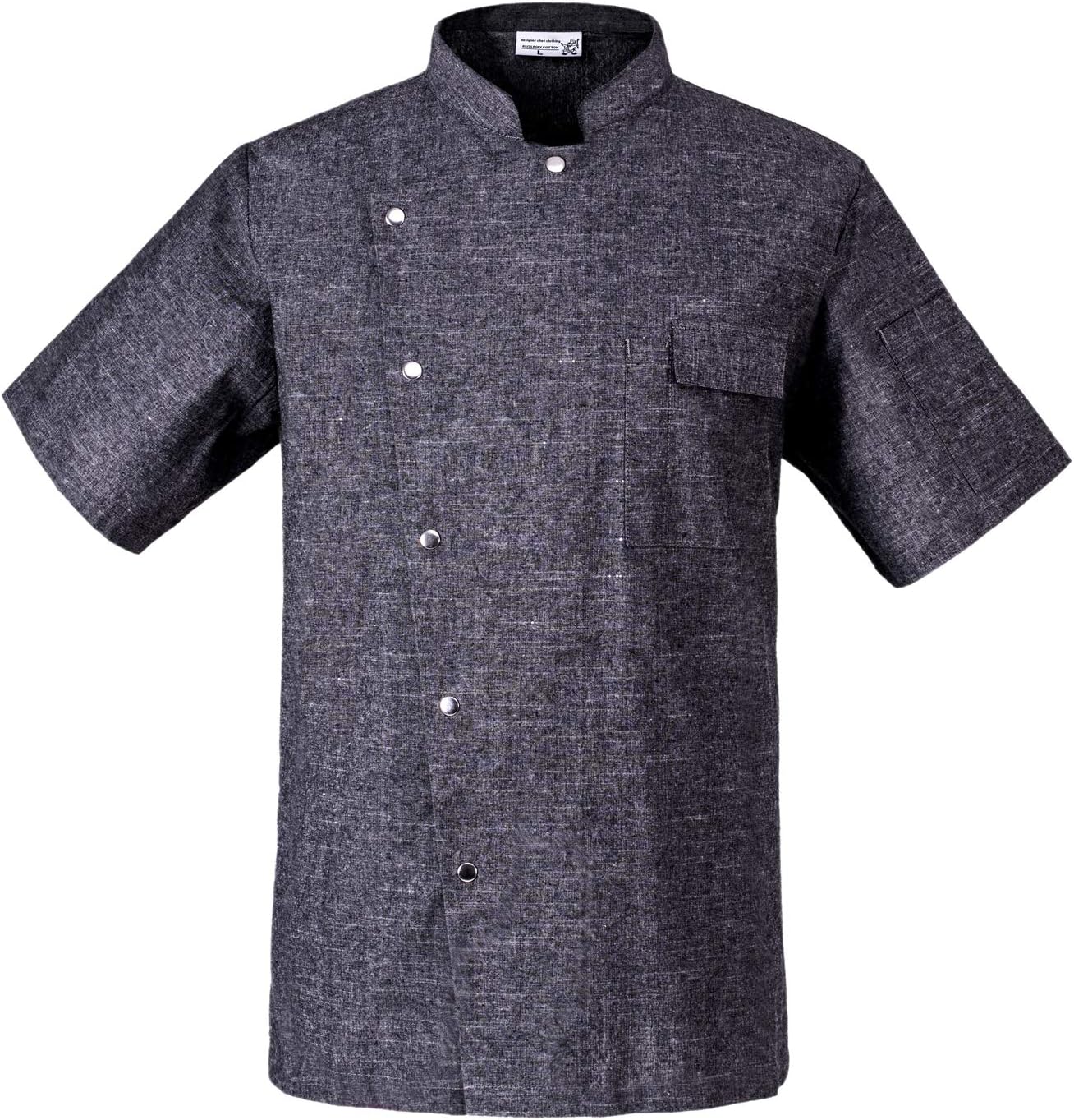 Breathable Men's Short Sleeve Chef Coat Uniform Grey for Restaurant Chef Kitchen Work Clothes