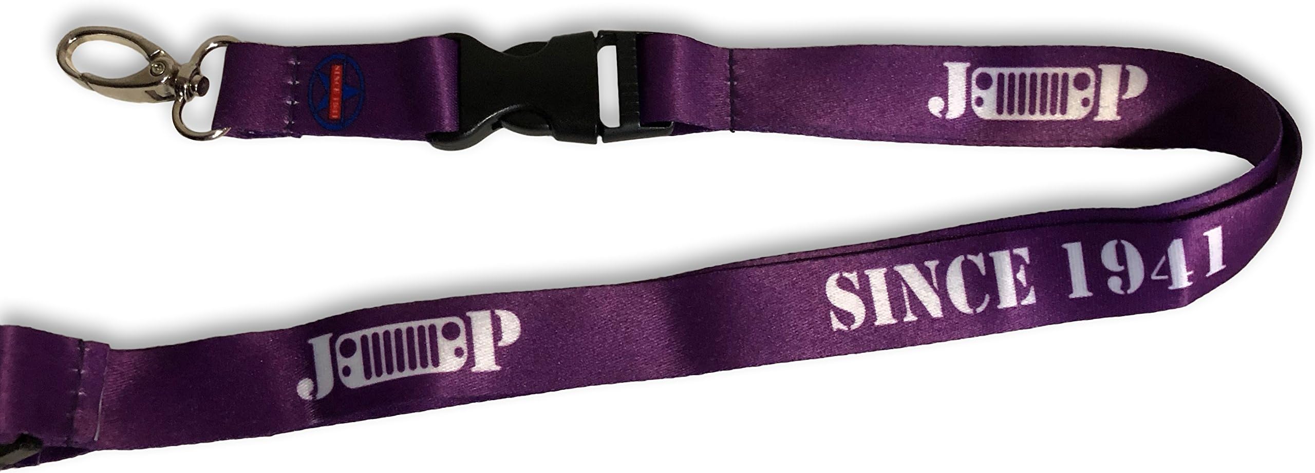 Lanyard Keychain - Compatible with Jeep JK Wrangler - Colors: Black, Pink, Purple, Red, White, Blue (Purple)