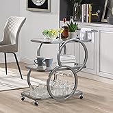 FERFALDER Home Bar Serving Carts 3 Tier Kitchen Carts on Wheels Mobile Bar Carts for Home Kitchen Dining Room Living Room Par