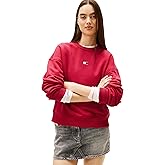 Tommy Jeans Women's Medium Weight Pullover Crewneck with Center Embroidered Flag Logo