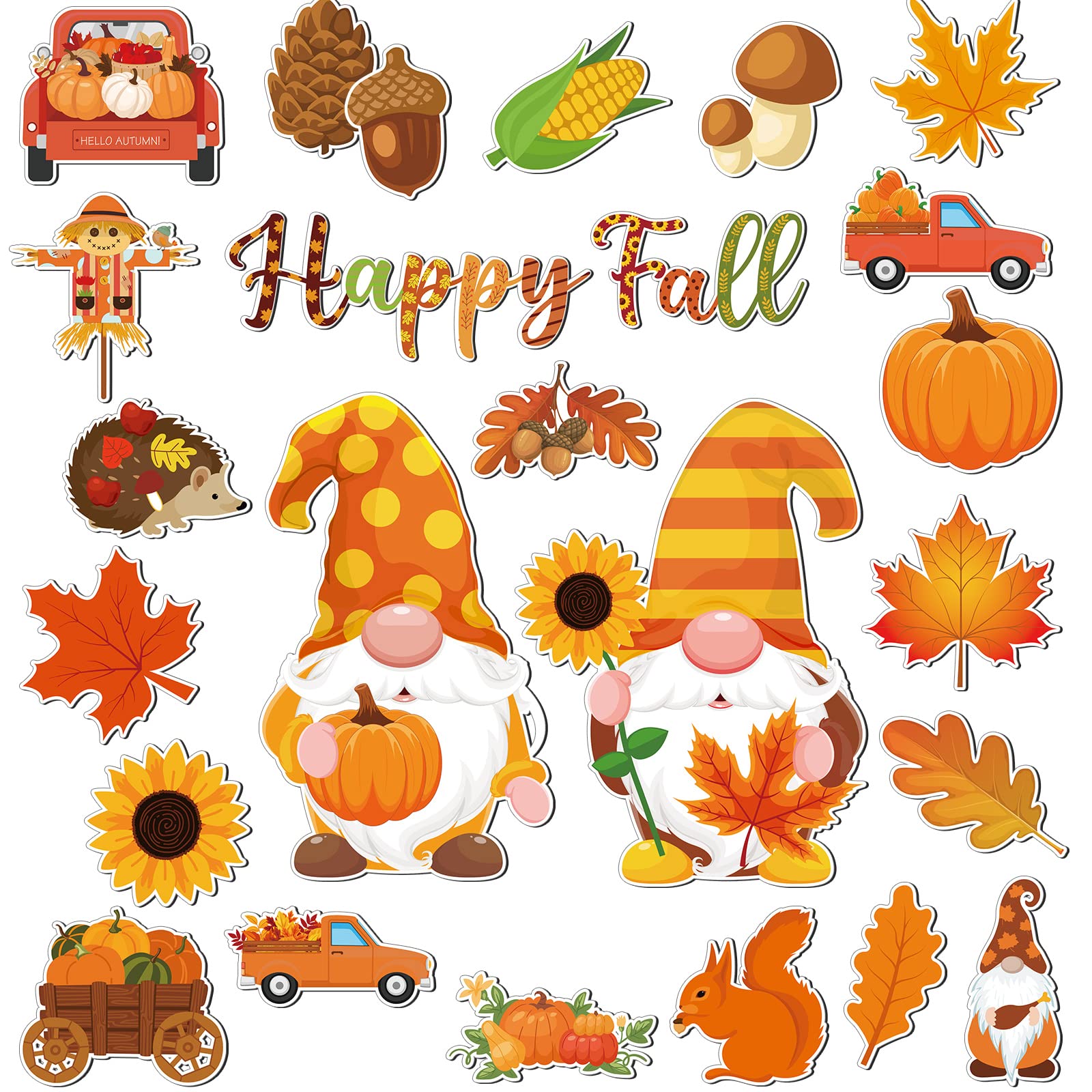 Photo 1 of 25 Pieces Thanksgiving Fall Magnets Gnome Pumpkin Fridge Magnets Thanksgiving Happy Fall Theme Car Refrigerator Decals Holidays Magnetic Stickers Autumn Leaves Acorn Harvest Decoration