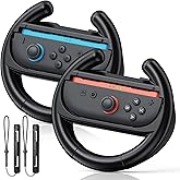 FYOUNG [Both Switch 2 and 1] Steering Wheel Grip for Mario Kart 8 Deluxe for Kirby Air Riders Switch Games, Ergonomic Racing Accessories for Nintendo Switch 2 and 1 Controller, Black Black