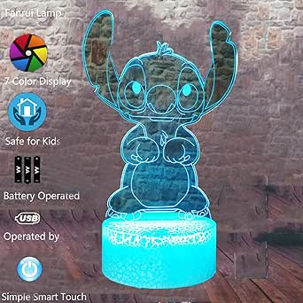 Cartoon Lilo And Stitch 3d Led Lamp Bedroom Table Family