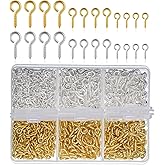 800 Pcs Gold & Silver Small Screw Eye Pins for Jewelry Making & DIY Crafts Mini Eyelet Screws Eyelet Pins Hooks for DIY Crafts, Art Projects, Tiaras and Jewelry Making (Silver and Gold, 3 Sizes)