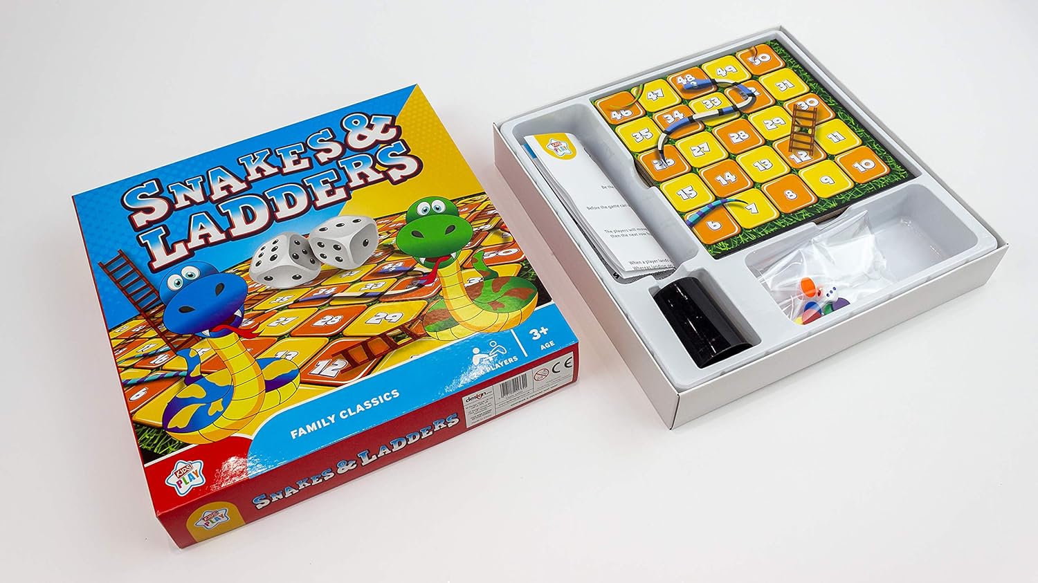 Kids Play Snakes & Ladders Family Classics Board Game 2-6 Players Age 3+, Blue, 28 x 27 x 5 cm - Image 5
