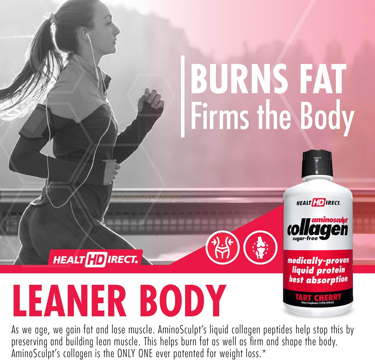 Health Direct Medical-Grade Liquid Collagen Supplement, AminoSculpt Sugar-Free, Tart Cherry, Burn Fat, Recovery, Good for Joints, Bones, and Sleep, Better Hair, Skin and Nails: Health & Personal Care