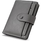 Alldaily Small RFID Blocking Leather Wallet for Women, Bifold with 10 Card Slots and Zipper Pocket (Grey)