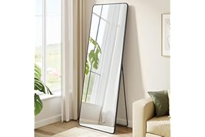 SONGMICS Full Length Mirror, 63 x 19.7 Inches, Rectangle Full Body Mirror with Stand, Ink Black ULFM030B01