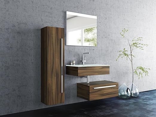 Design Badmobel Set Leone 90 Cm Breit Wallnuss Badezimmermobel Waschtisch Mit Zusatzlichen Unterschrank Spiegel Mit Beleuchtung Und Hochschrank Sieper Jokey Amazon De Kuche Haushalt