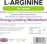 Lindens L-Arginine 500mg 90 Capsules UK Made Nitric Oxide Supports Vascular view 3