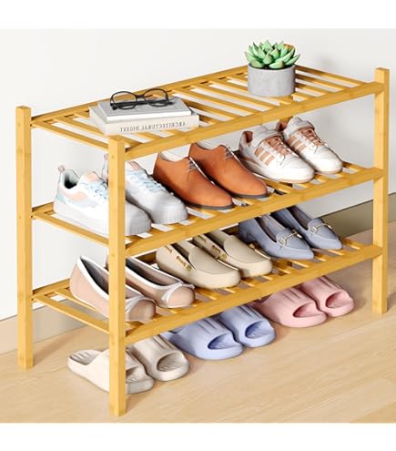 Amazon.com: Premier Housewares 2-Tier Slatted Shoe Rack, Dark