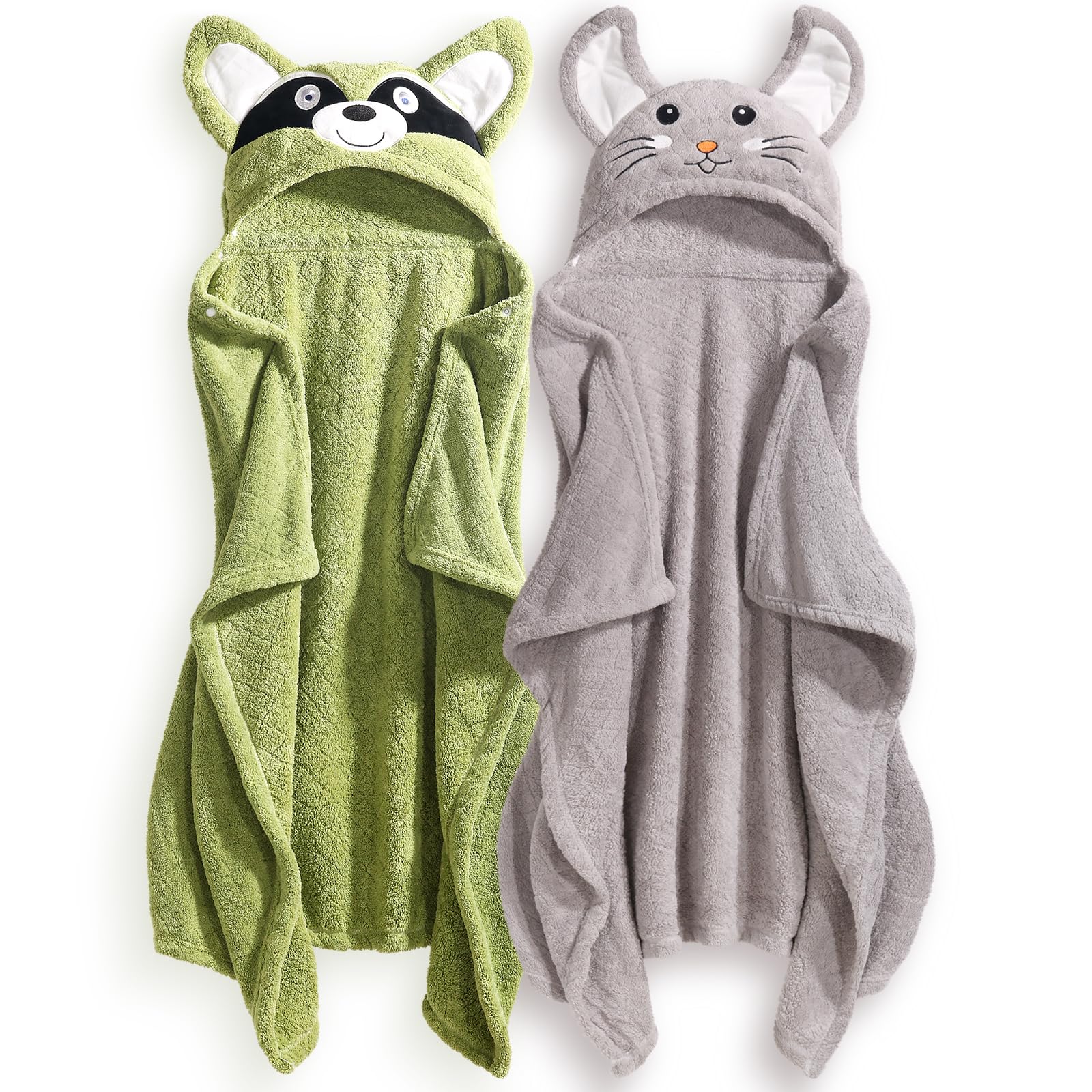 Photo 1 of WODHOY Baby Towels with Hood, Kids Towels Bath Towels for Boy Girl 0-5 Years, 2-Pack Soft & Absorbent Kids Hooded Bath Towels for Toddlers 1-3, Baby Bath Towels with Hood Large 50'' x 32'' Thick