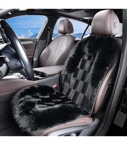 1Pc Faux Sheepskin Wool Fur Car Seat Cover For Cars SUV Trucks Universal Fit, Soft Plush Synthetic Wool Buck Fur Car Seat Cushions By FLMaples (White - View #6