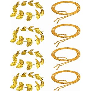Gejoy Toga Headband Roman Laurel Crown with Rope Belt for Toga Party Decor