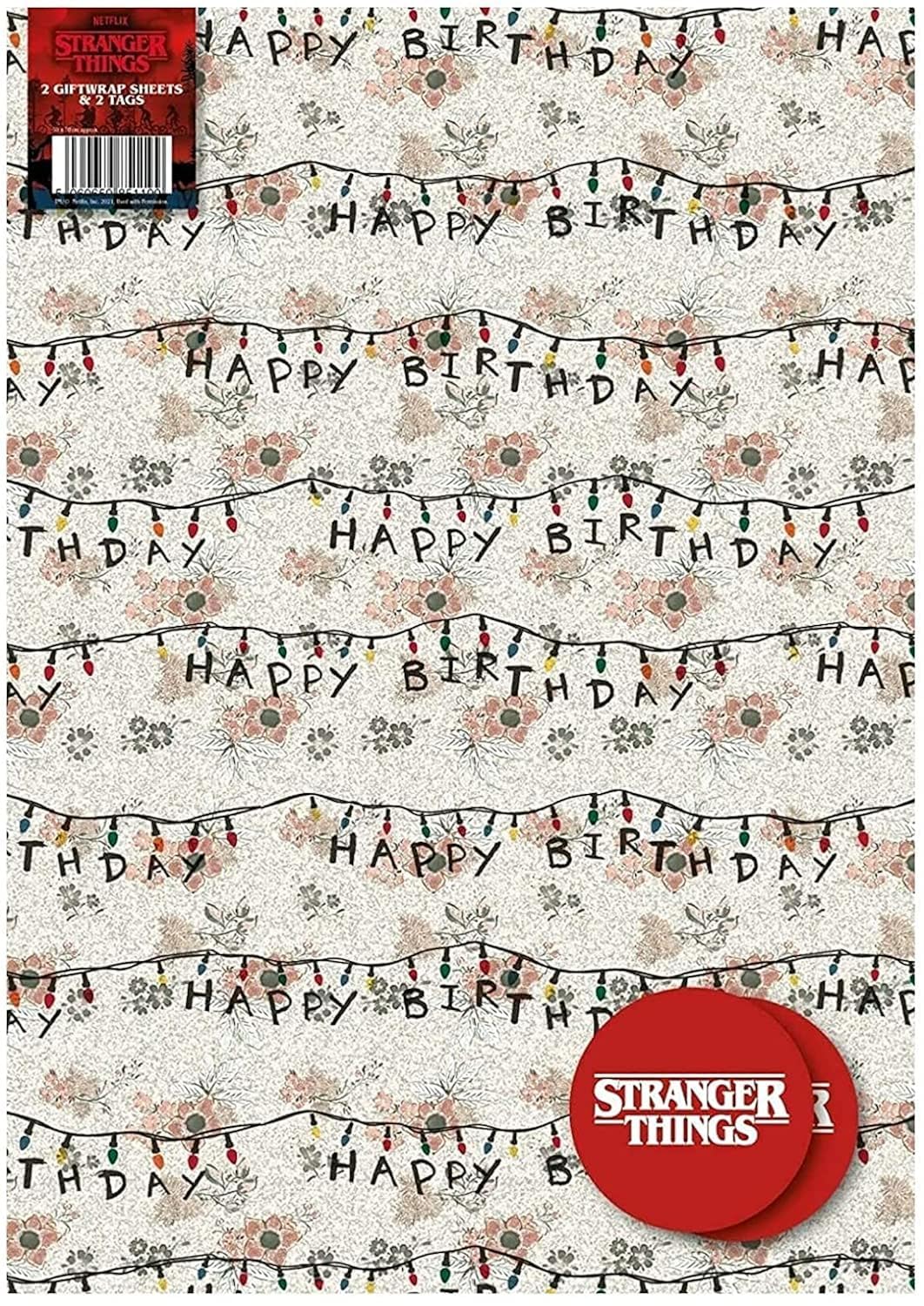Stranger Things 4 Pack of Wrapping Paper, 8 Sheets 8 Tags Stranger Things Wrapping Paper