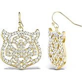 Jessica Simpson Womens Tiger Drop Earrings - Gold-Tiger Earrings with Clear Crystals