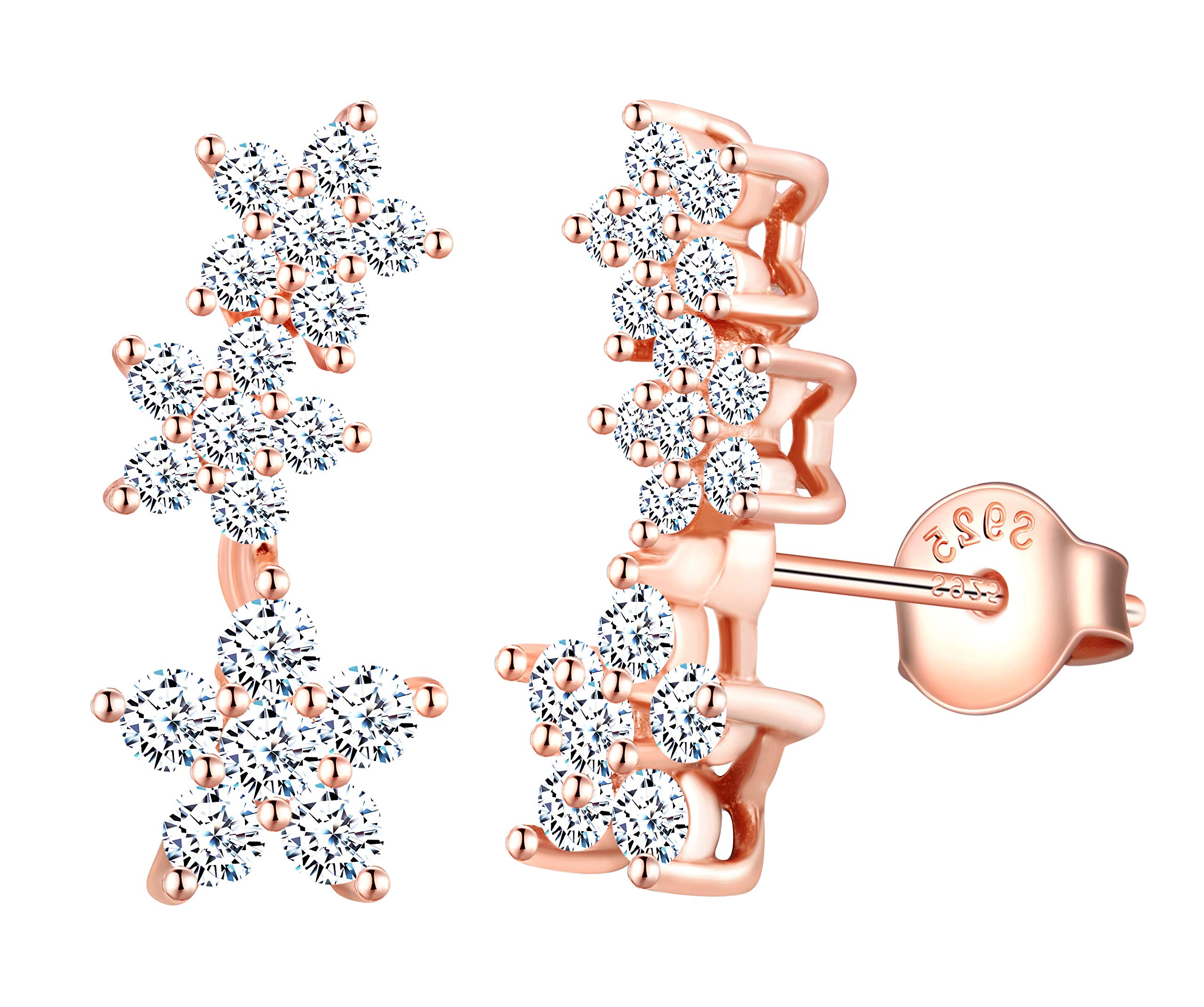 MicLee Woman's girl's Earrings, 925 Sterling silver earrings, Colorful star earrings studs, Inlaid zircon, Shiny and elegant, gift for Birthday, Valentine's Day and Christmas