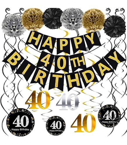 40 YEARS LOVED Geburtstagsbanner – Goldglitzernd, Vorgefädelt, 297 Cm Lang
