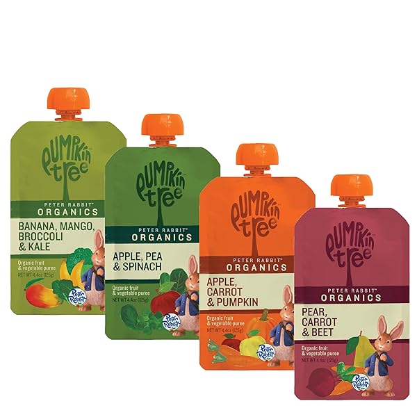 PETER RABBIT ORGANICS FRUIT & VEGETABLE VARIETY PACK – SQUEEZABLE SNACK POUCHES, 4 OZ. (PACK OF 36)