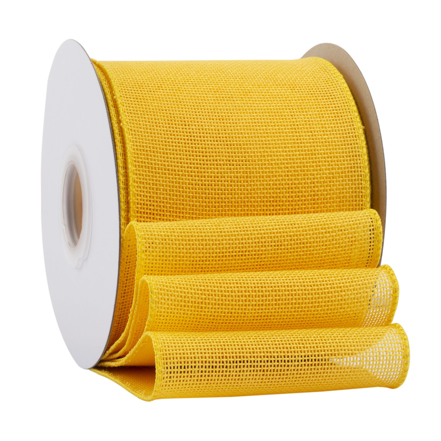 Ribbonitlux Yellow Burlap Wired Ribbon, 100mm x 18 Meters, Wired Edge Burlap Ribbon for Gift Wrapping, Big Bow, Wreath, and Christmas Tree Decoration