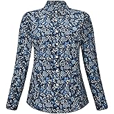 QWQUOO Womens Tops Casual Long Sleeve Button Up Hawaiian Shirts Elegant Work Blouses