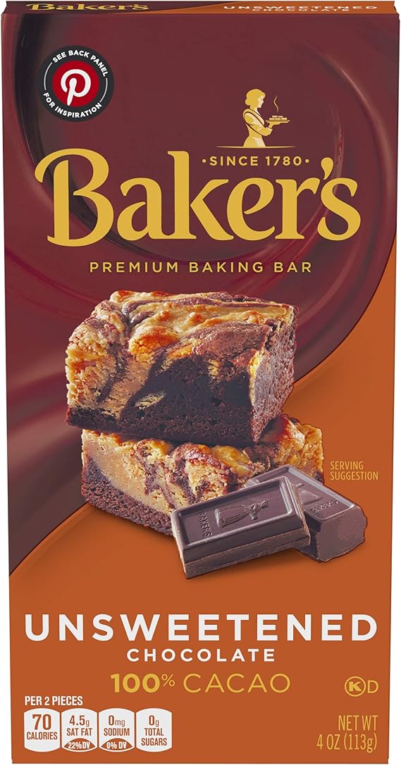 Baker's, Unsweetened Chocolate, 4 oz Amazon.ca Grocery