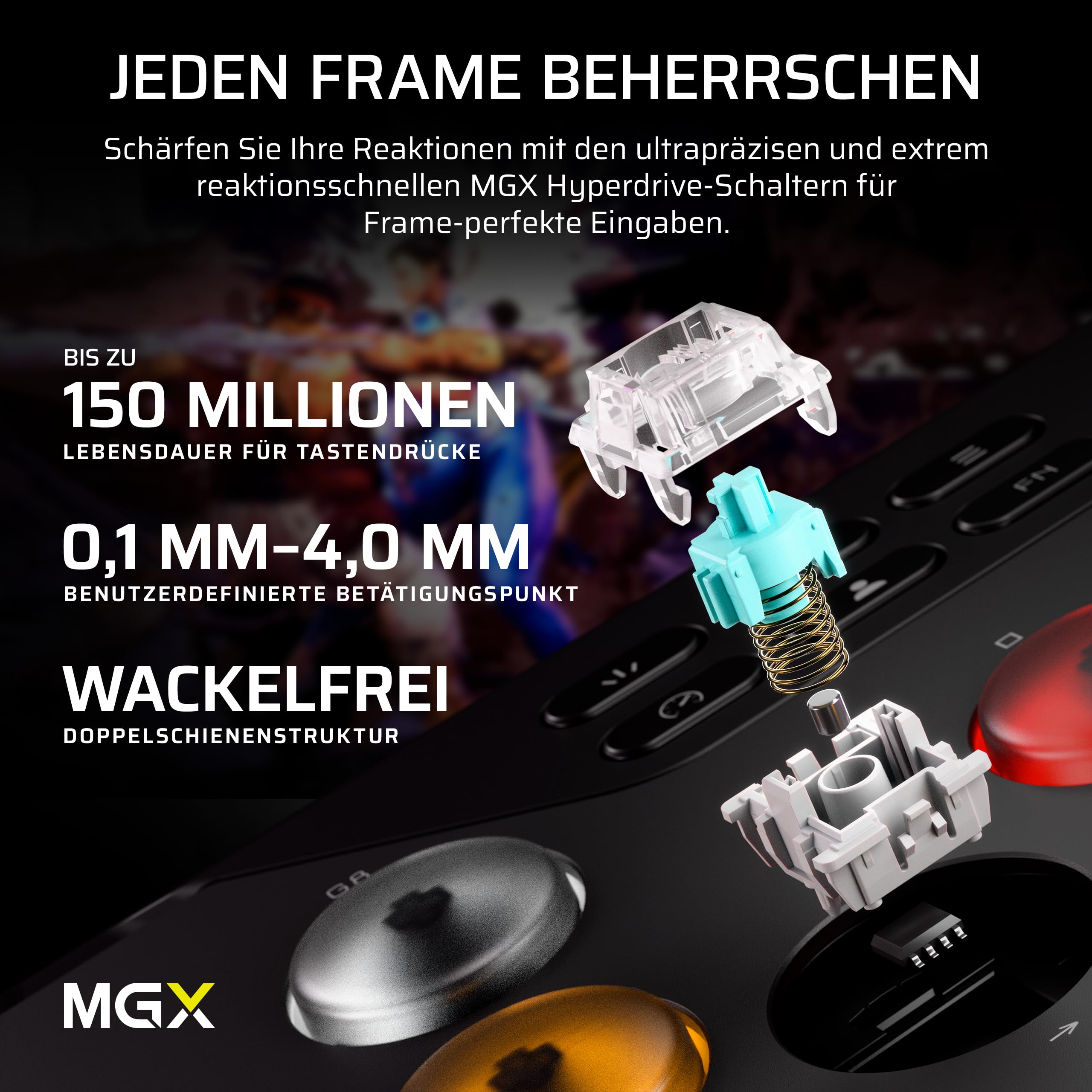 CORSAIR NOVABLADE PRO Kabel und Hebelloser Controller mit Hall-Effekt – 15-Haupttasten-Layout, 1000Hz-Polling, 2,4 GHz Kabellos, SOCD, MGX Hyperdrive Hall-Effekt-Magnetschalter, PS5, PS4, PC – Schwarz 4