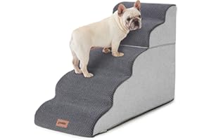 ZOMISIA Dog Stairs Ramp for High Beds Up to 26" H - 5 Steps Pet Stairs for Couch, 35D Foam Dog Steps for Small to Large Dogs with Non-Slip Bottom Grey