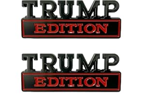 ZCLZZRS 2 Pack Trump Edition Emblems,Trump Car Decal 3D Raised Metals Letters Bumper Funny Sticker,for All Kinds of Cars,Motorcycle,Truck,RV,SUV,Body,Door Decor (Trump, Black Red)
