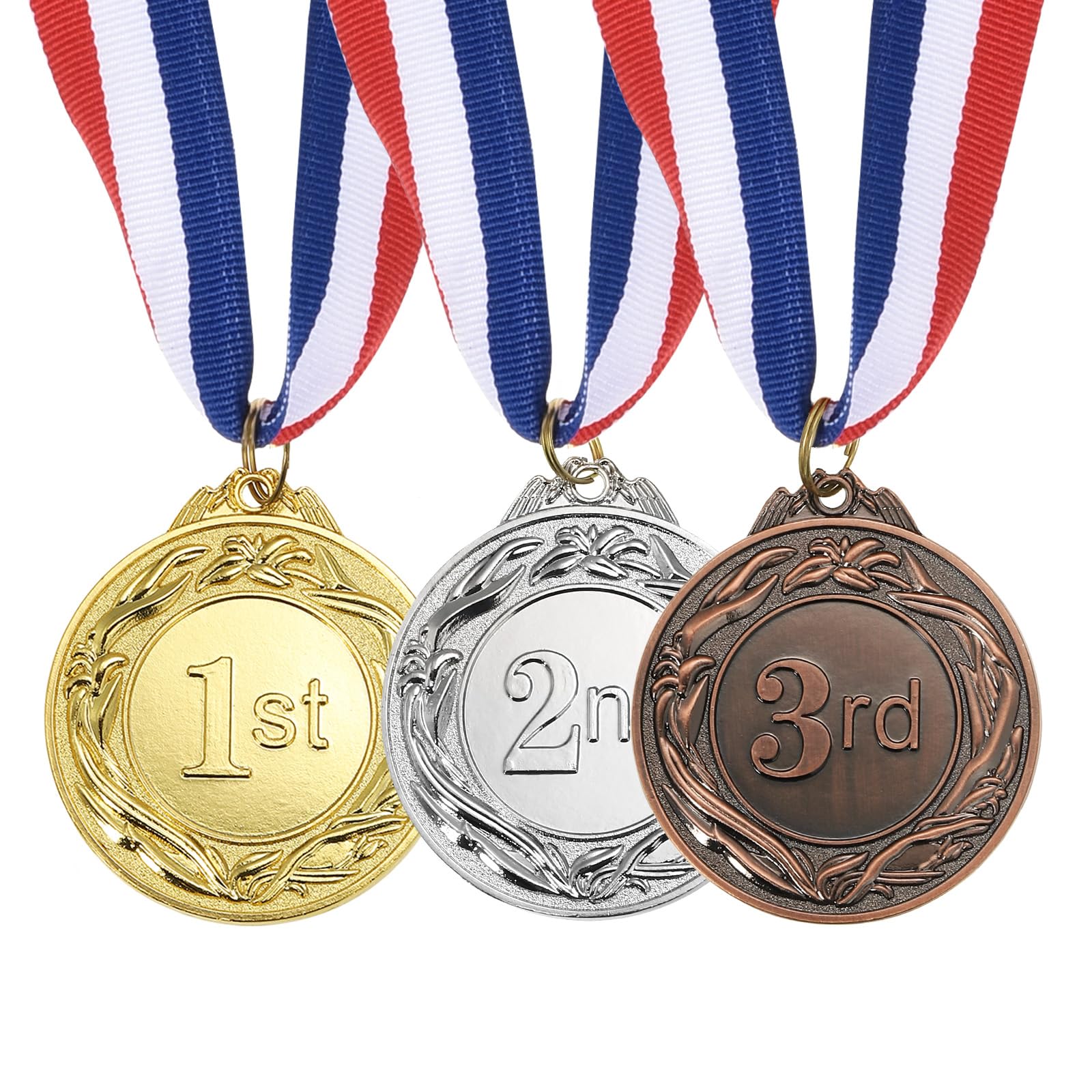 PATIKIL Gold Silver Bronze Award Medals 2.6 Inch, 3 Pieces Winner Award Medals 1st 2nd 3rd Prize Style with Neck Ribbon for Games Sports Competitions