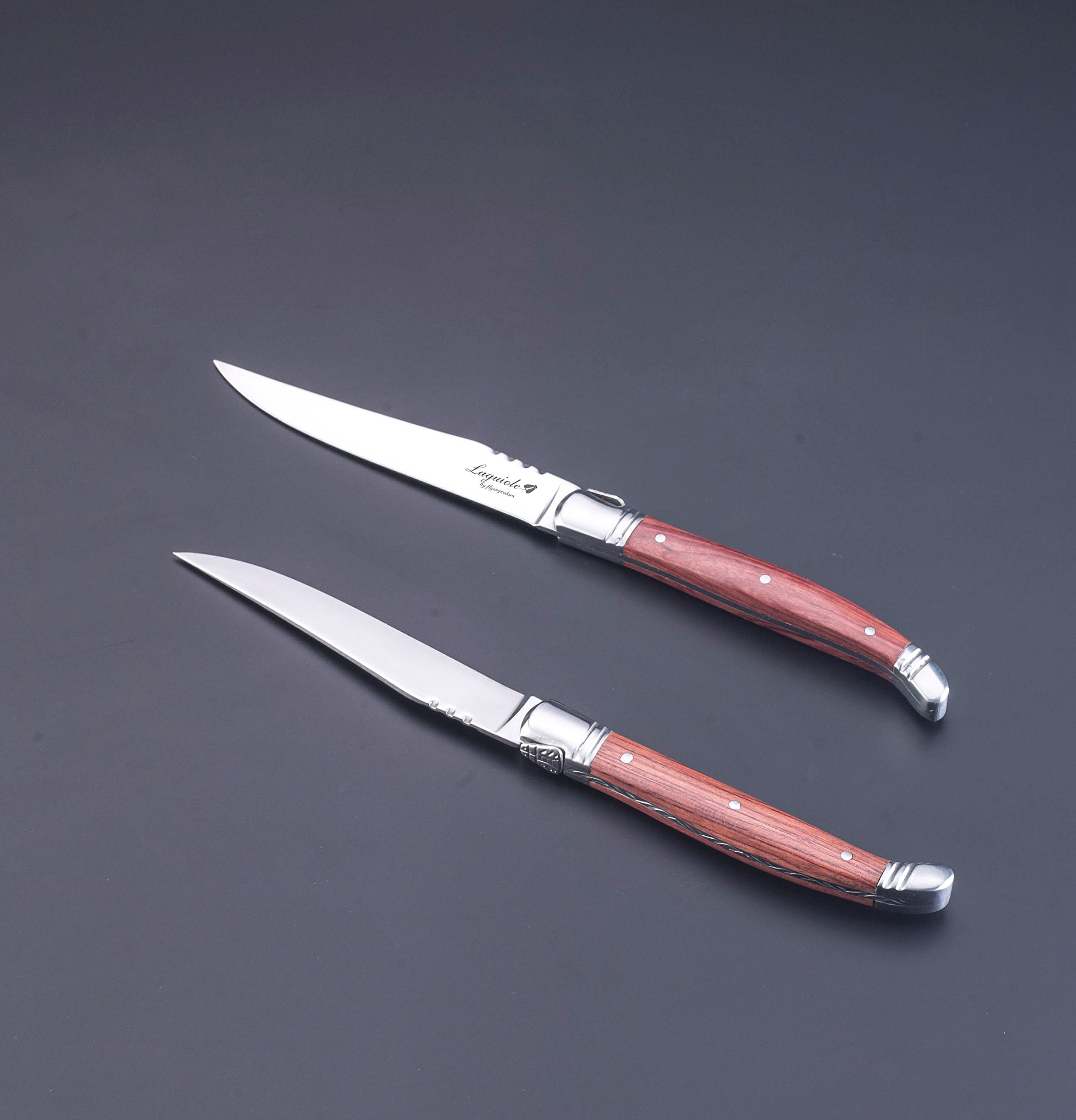 FlyingColors Laguiole Steak Knife. Stainless Steel, Rose Wood Handle