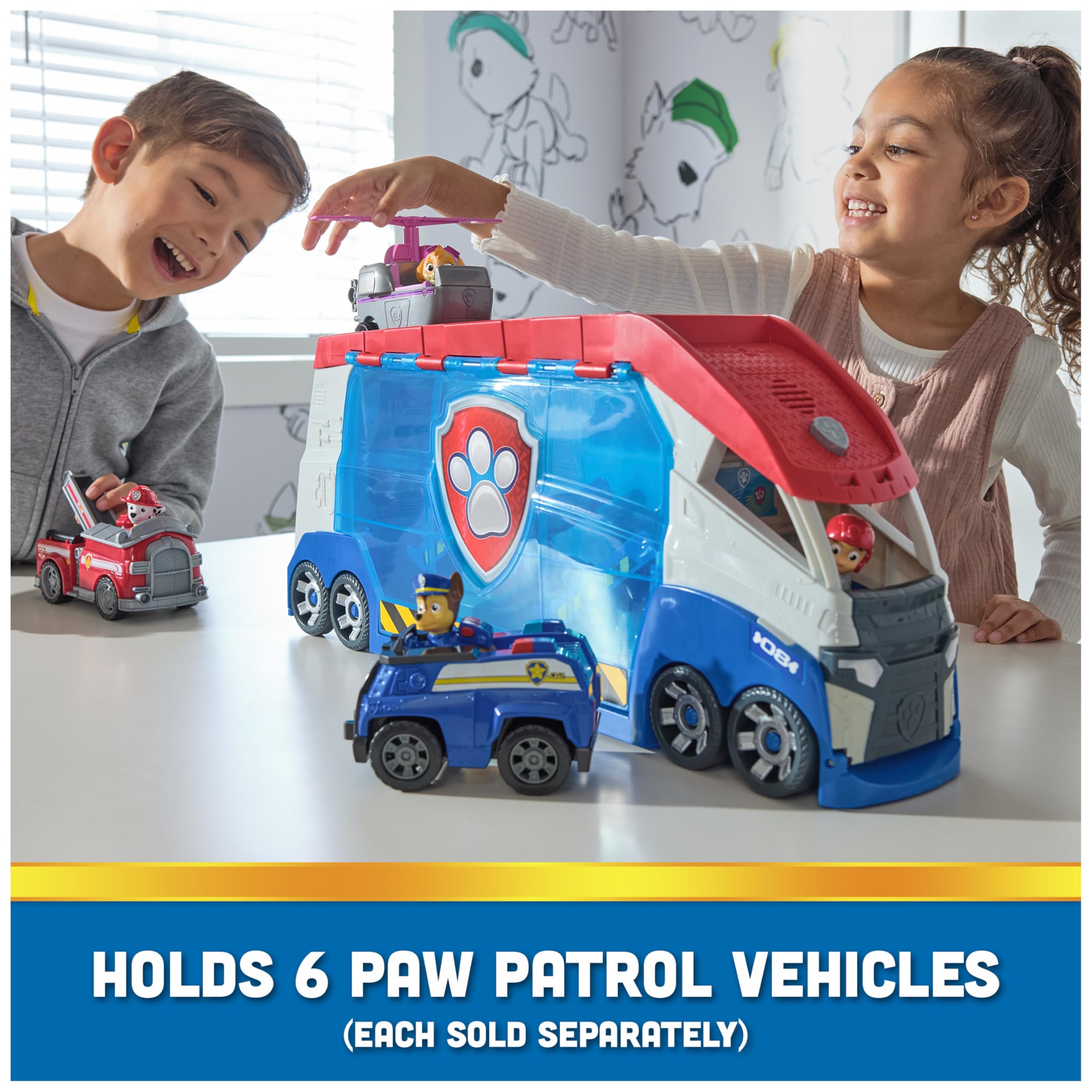 Paw Patrol, Transforming PAW Patroller with Vehicle Launchers, Lights & Sounds, Ryder Action Figure & ATV Toy Car, Kids Toys for Boys & Girls Ages 3+