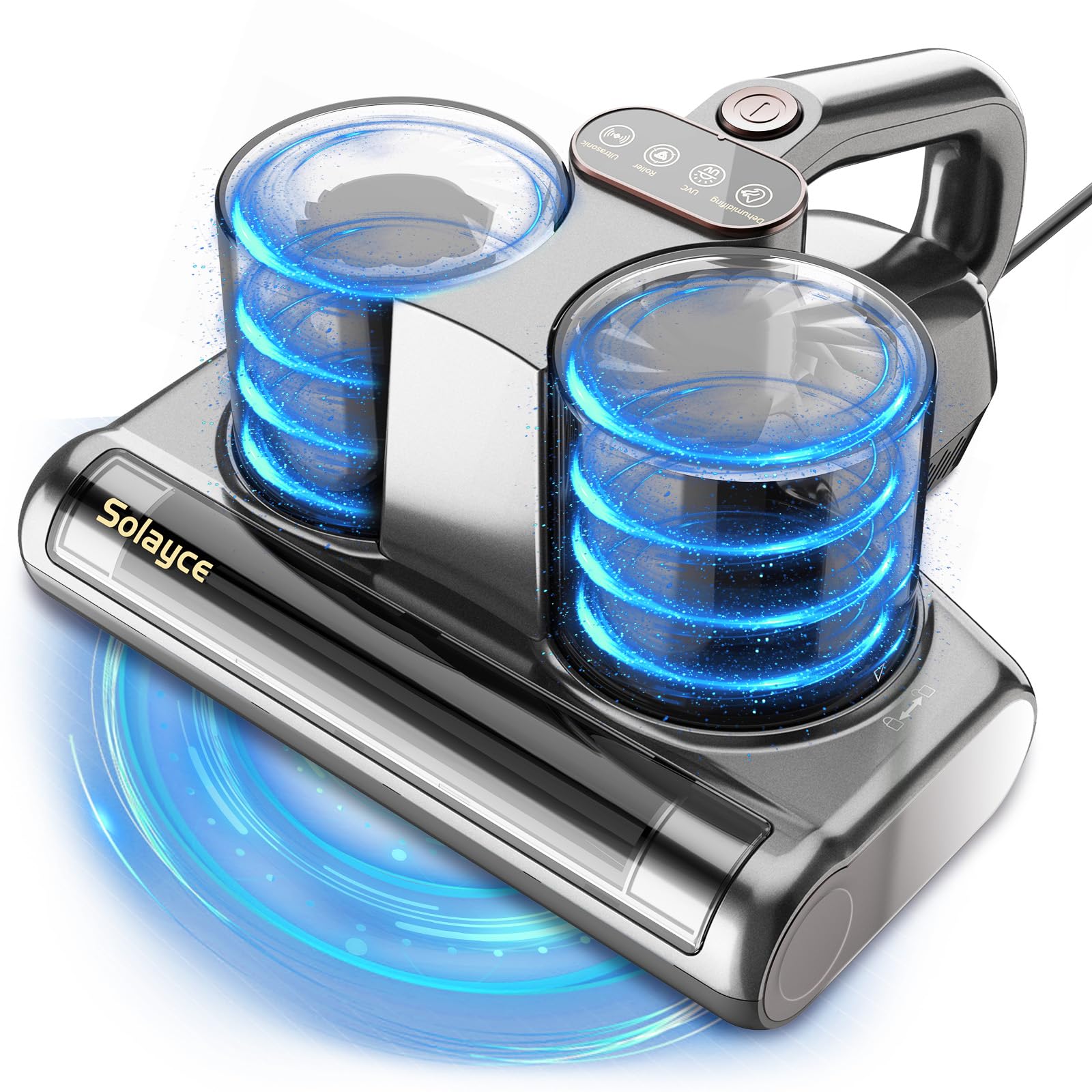 #Aspirateur à acariens Solayce pour matelas avec lumière UV, aspirateur à acariens double bol 16 kPa avec air chaud 60°, affichage LED ...