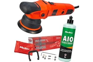 Maxshine 2 Pieces M8S V2 Dual Action Polisher & 16oz AIO Polish Car Detailing Kit - 1000W, 8mm Throw, 5” Plate, Thread 5/16”-