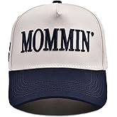Women’s Mommin Trucker Hat – Vintage Two-Tone Ponytail Baseball Cap, Embroidered Adjustable Hat, Great Gift for Mom & Women