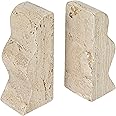 Creative Co-Op Decorative Travertine Wave Bookends, Natural, Set of 2