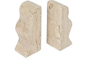 Creative Co-Op Decorative Travertine Wave Bookends, Natural, Set of 2