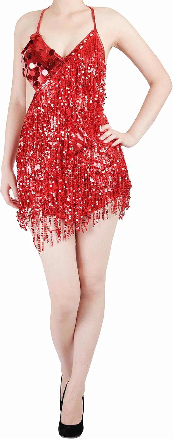 Fairycece Sexy Latin Dance Dress with Sparkling Sequins: Clothing