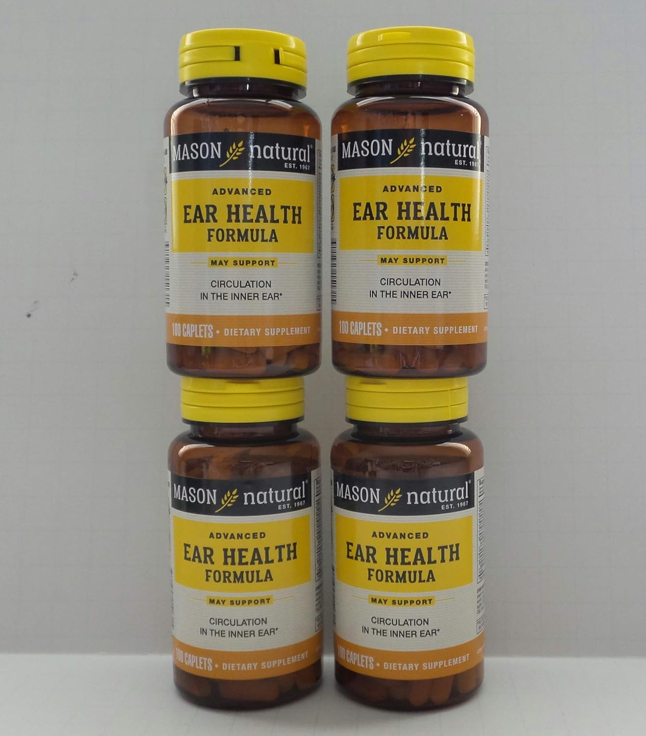 Mason Natural Advance Ear Health Formula Bioflavonoids Plus 100 Caplets per Bottle Pack of 2 Total 200 Caplets: Health & Personal Care