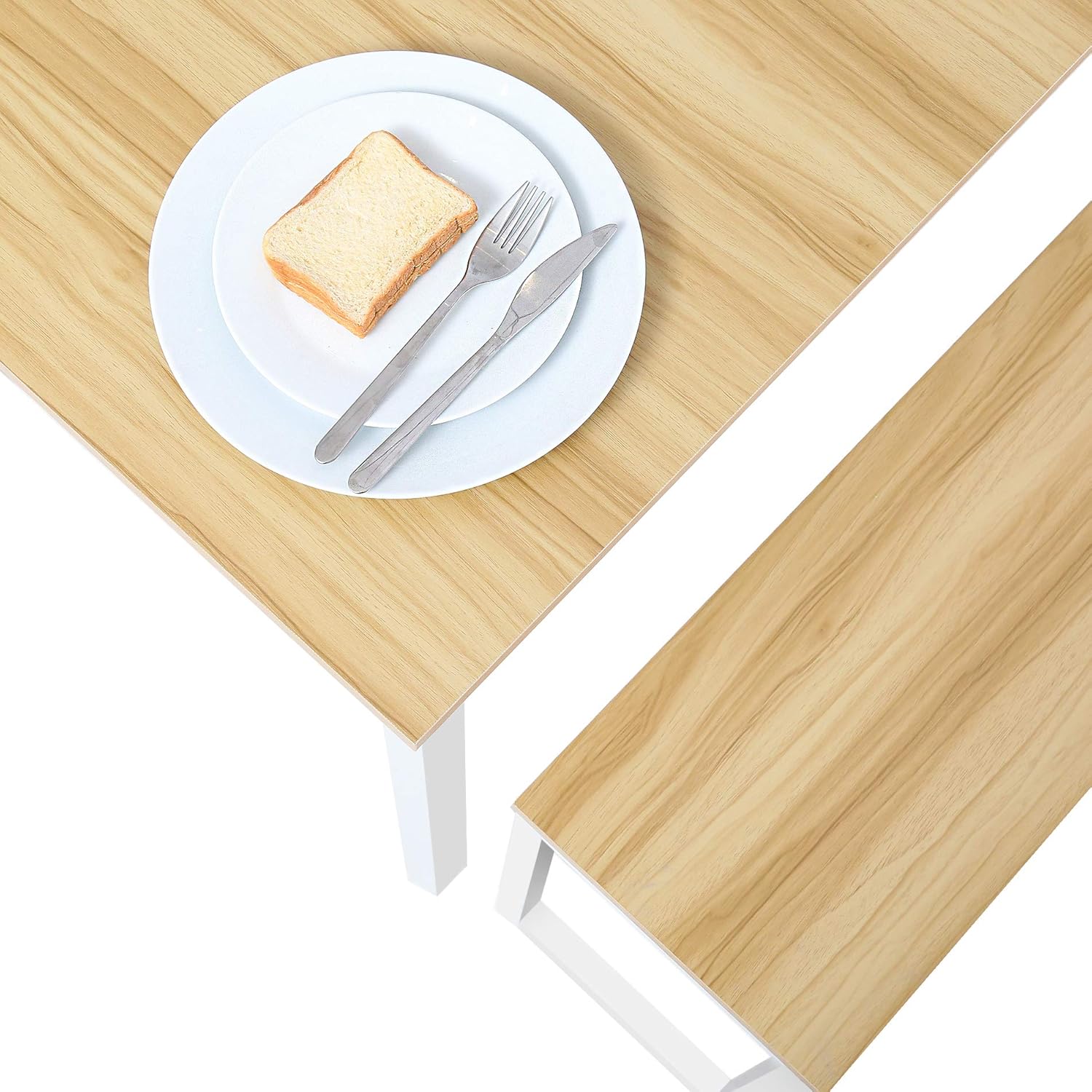 HOMURY 3 Piece Dining Table Set Breakfast Nook Dining Table with Two Benches,White: Furniture & Decor