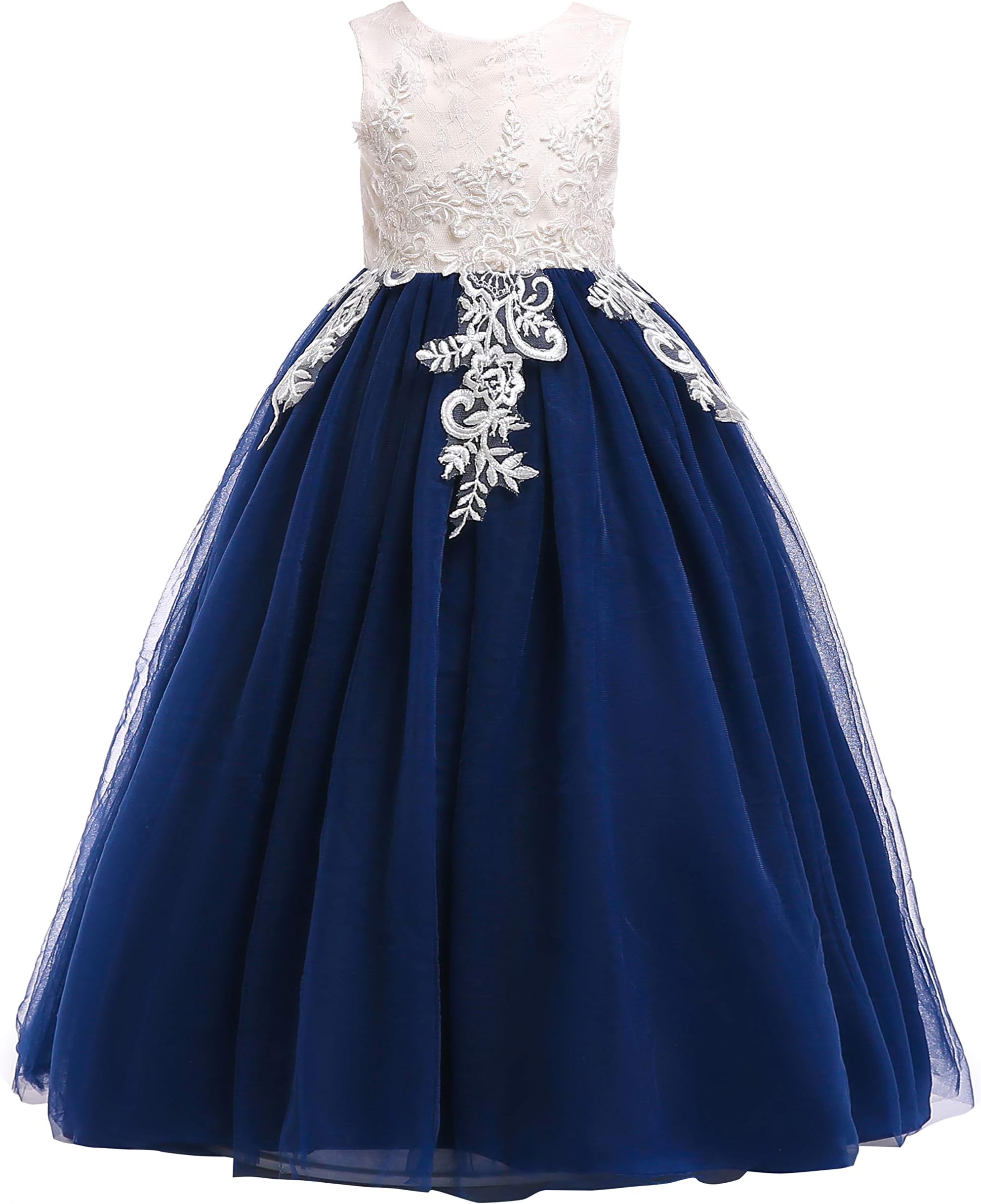 Weileenice 3-16Y Big Girls Lace Bridesmaid Dress Flower Kid Wedding Ball Gown