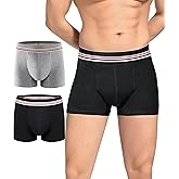 Carer Washable Men's Incontinence Underwear Reusable Leak Proof Boxer Briefs with Front Absorbency Area Waterproof for Light Bladder Leakage Protection Cotton 2 Pack (Black/Gray, Large)