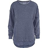 Royce Brand Melange Poncho Fleece: Long Sleeve Crew Neck Hi-Lo Round Bottom, Navy, M