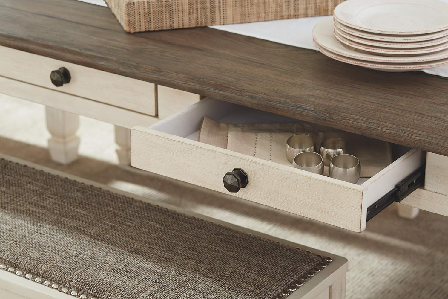 Amazon Com Signature Design By Ashley Bolanburg Dining Room Table Antique White Tables