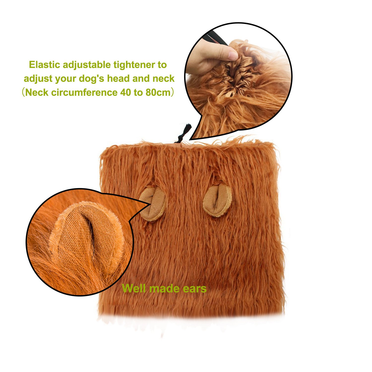 Iccker Dog Costume Lion Mane for Large Dog - Hilarious Realistic ROFL Halloween Christmas Gift for Birthday Party, (Brown)