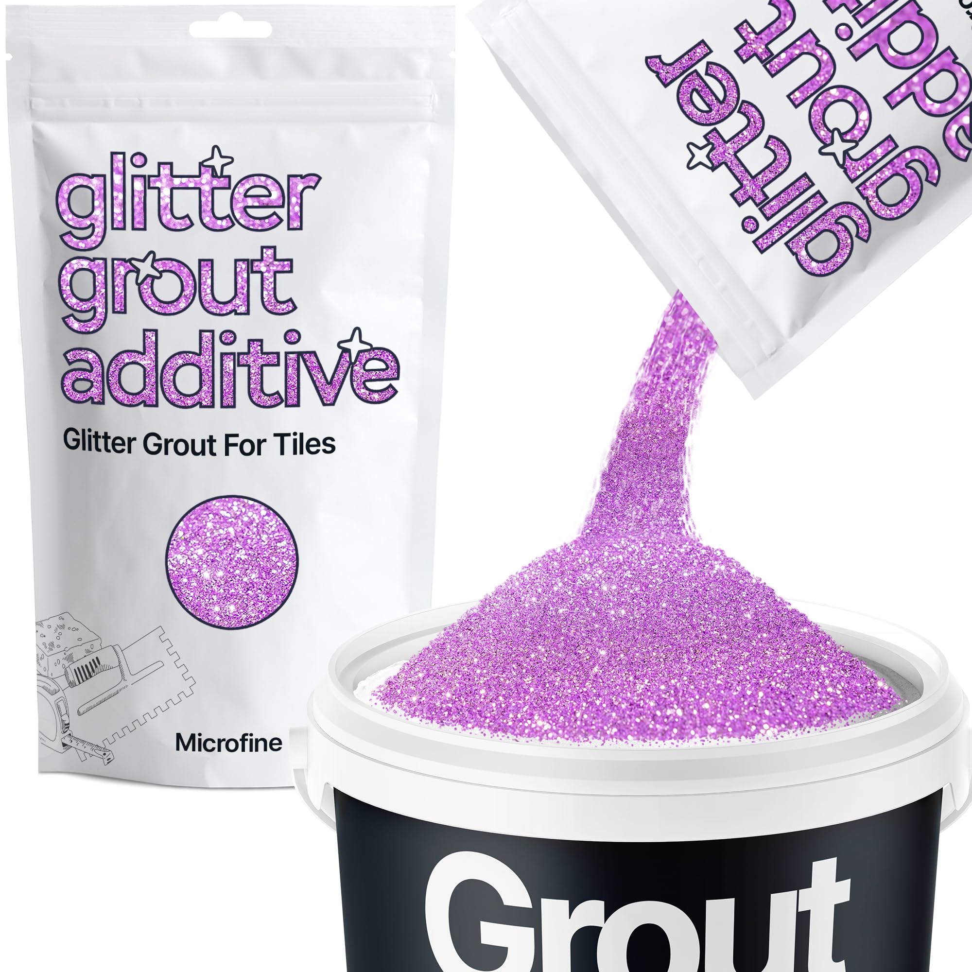 Hemway Lavender Purple Glitter Grout Additive Microfine 100g Metallic Flakes for Adding Sparkle to Kitchen & Bathroom Tiles | Enhance Your Indoor Grouting Projects with a Durable Sparkly Effect — image 1