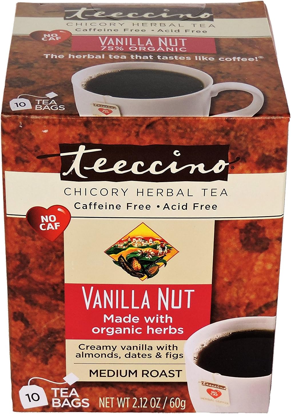 Teeccino Medium Roast Chicory Herbal Tea Vanilla Nut 0 06 Kilogram 40010 Amazon Ca Grocery Gourmet Food